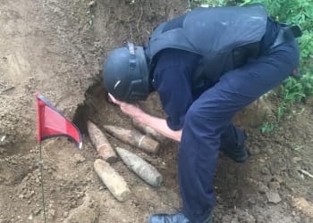 Elementele de muniție au fost preluate de un pirotehnist. FOTO ISU Delta Tulcea