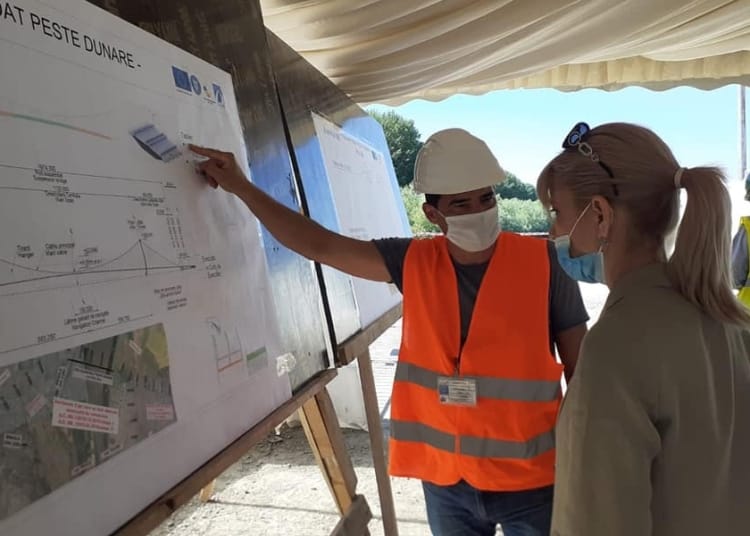 Șantierul Podului Suspendat de la Brăila. FOTO CNAIR