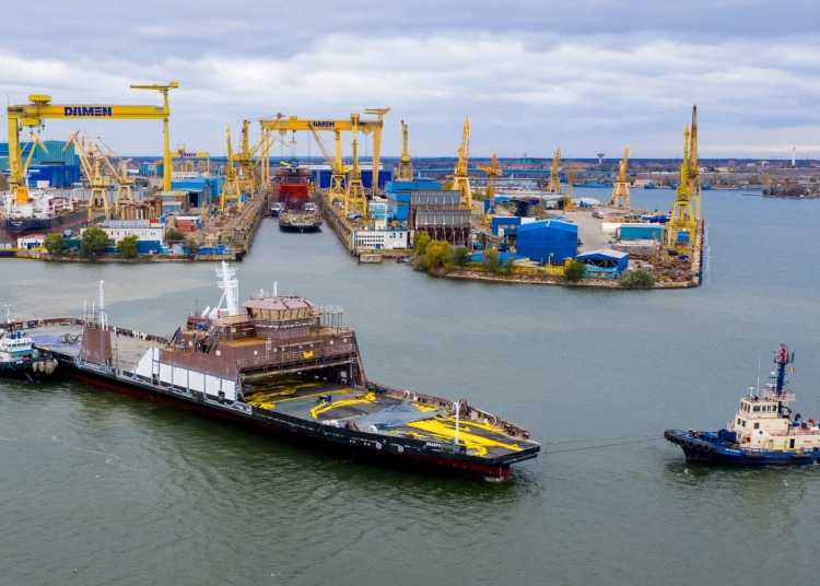Lansare la apă în Șantierul Naval Damen Mangalia. FOTO SNDM