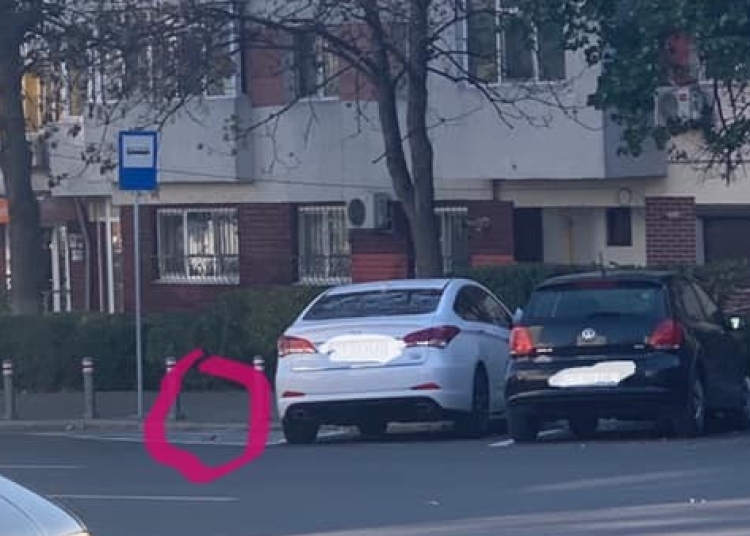 Locul pe care era parcată mașina - Foto: Elena Băsescu/Facebook