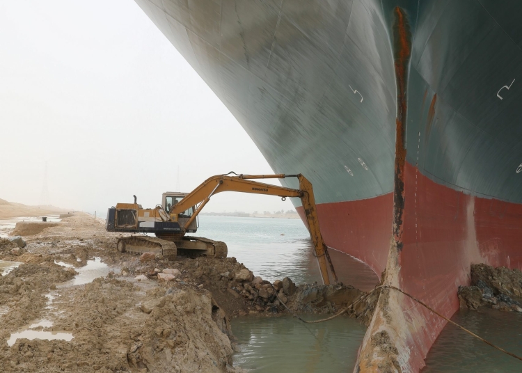 Nava Ever Given, eșuată pe Canalul Suez. FOTO suezcanal.gov.eg