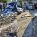 Panoul lovit de mașină a căzut peste un pieton. FOTO ISU Dobrogea