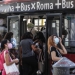 Persone alla fermata dei bus, Roma, 13 Settembre 2021. ANSA/GIUSEPPE LAMI