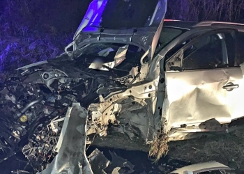 Mașina a fost grav avariată în urma accidentului. FOTO IPJ Ialomița