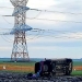 Mașina scăpată de sub control s-a răsturnat pe câmp. FOTO IPJ Ialomița