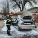 Pompierii au intervenit pentru a stinge incendiul izbucnit la mașină. FOTO ISU Dobrogea