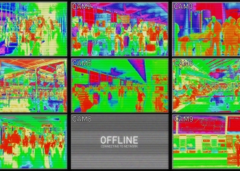 Airport Thermo Camera System Checking Passengers Multi Camera Security System Concept
