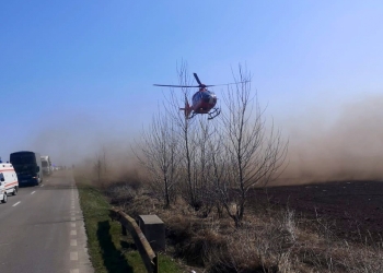 Elicopterul SMURD a intervenit la locul accidentului. FOTO ISU Ialomița