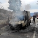 Pompierii au stins incendiul izbucnit la ambulanță. FOTO ISU Neamț