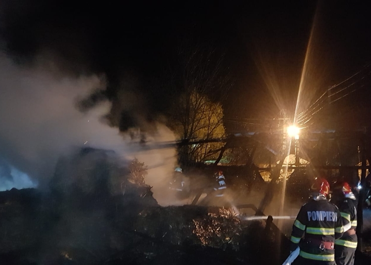 Focul a fost stins cu greu de către pompieri. FOTO ISU Delta Tulcea