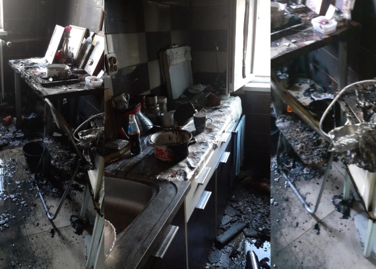Incendiul a afectat bucătăria. FOTO ISU Dobrogea