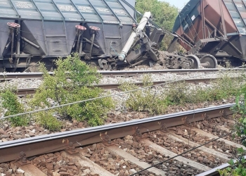 Tren de marfă deraiat. FOTO: CFR