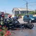 Motocicleta a luat foc în urma impactului. FOTO Focus Press