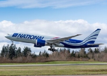 National Airlines Boeing 777-200F Aircraft (N791CA) during test flights 1